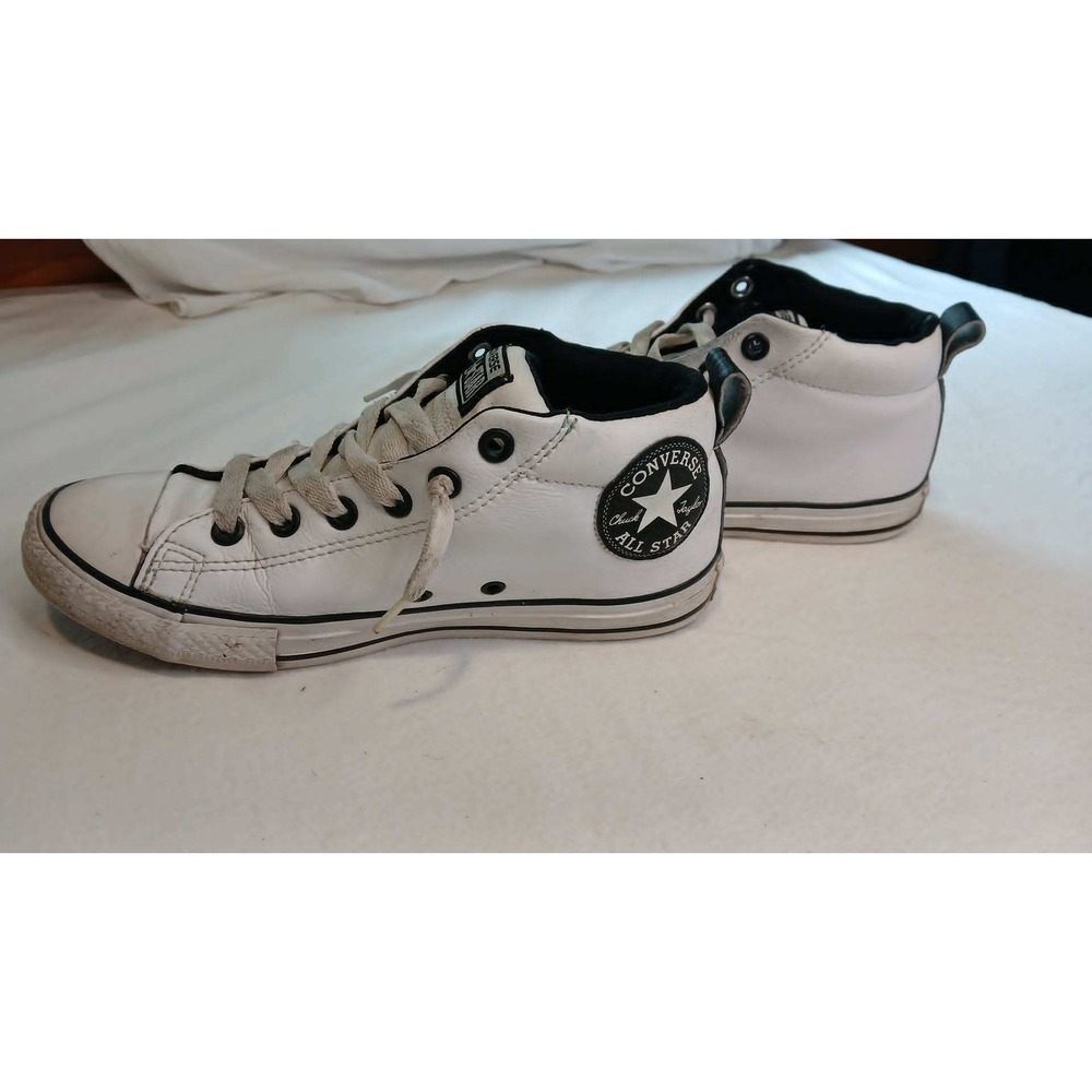 Converse Chuck Taylor All Star Street Mid White Leather Sneakers 655993C Mens 5